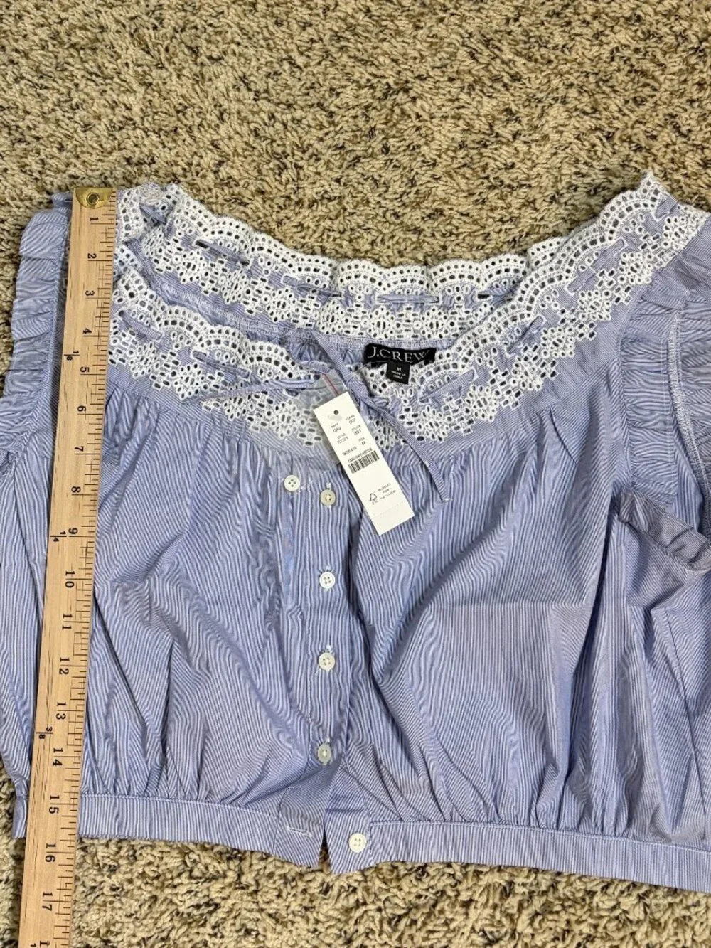 J CREW S Embroidered ruffle-trim cropped tank top Size M